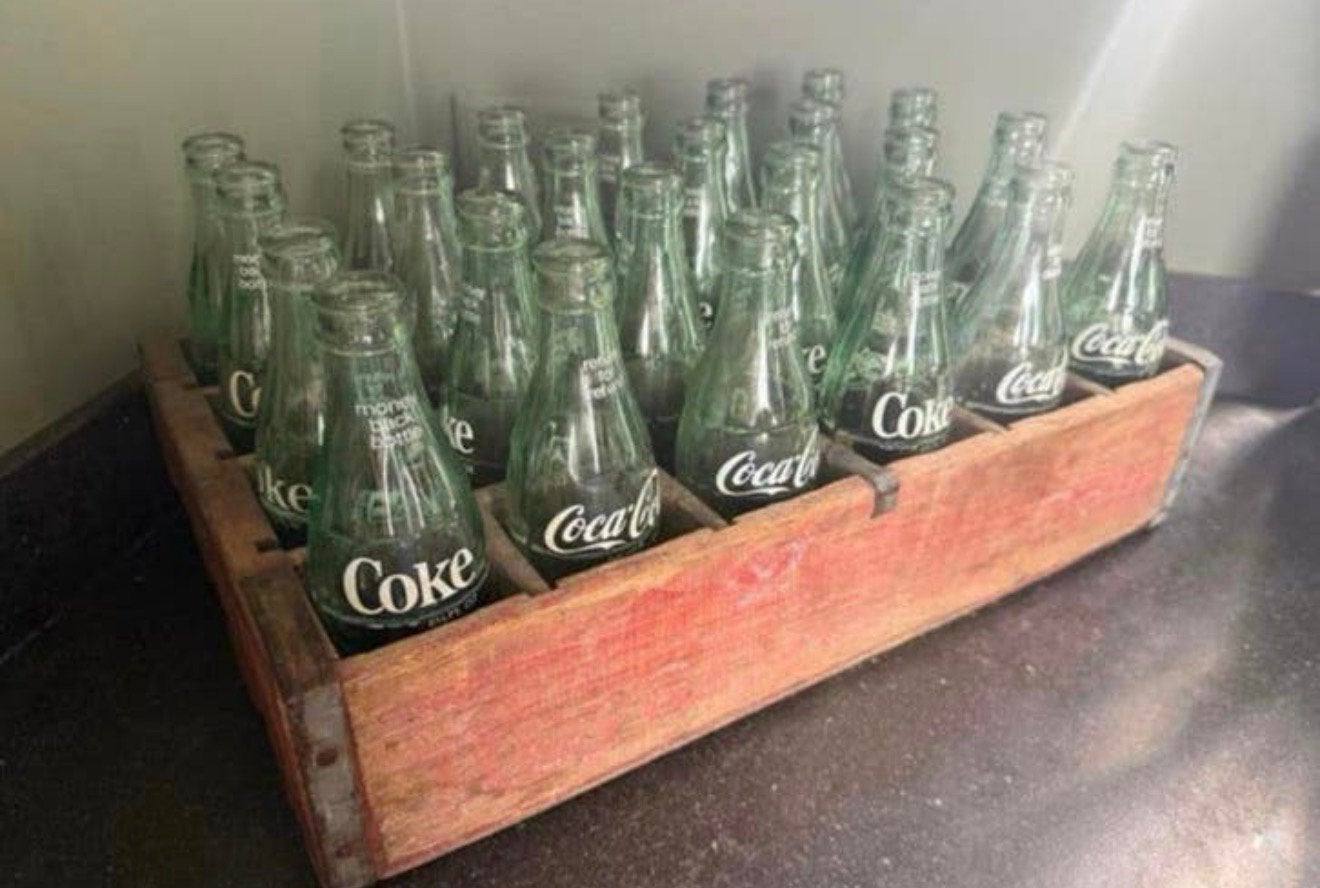 Vintage oud Coca Cola krat met compleet cola flesje, Ophalen, Gebruikt
