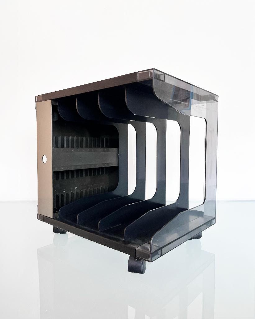 Vintage DBGM plexiglass Vinylrek met wieltjes, Ophalen of Verzenden, Huis en Inrichting