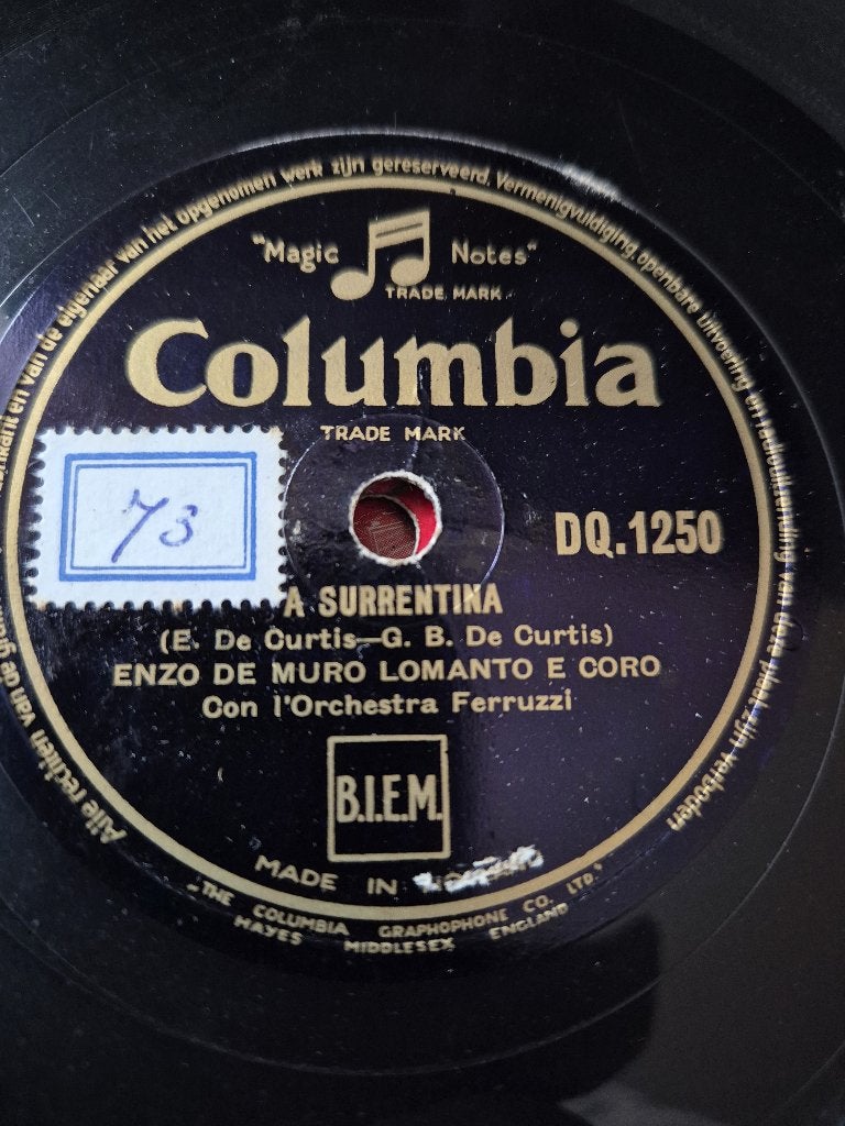 Enzo De Muro Lomanto – O' Marenariello / 'A Surrentina - 78T, 10 inch, Opera of Operette, Ophalen of Verzenden, Zo goed als nieuw