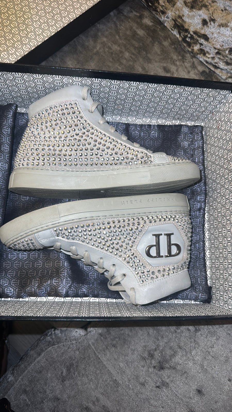 Philipp Plein Gympen met Strass Steentjes, Ophalen of Verzenden, Gedragen, Grijs, Sneakers of Gympen