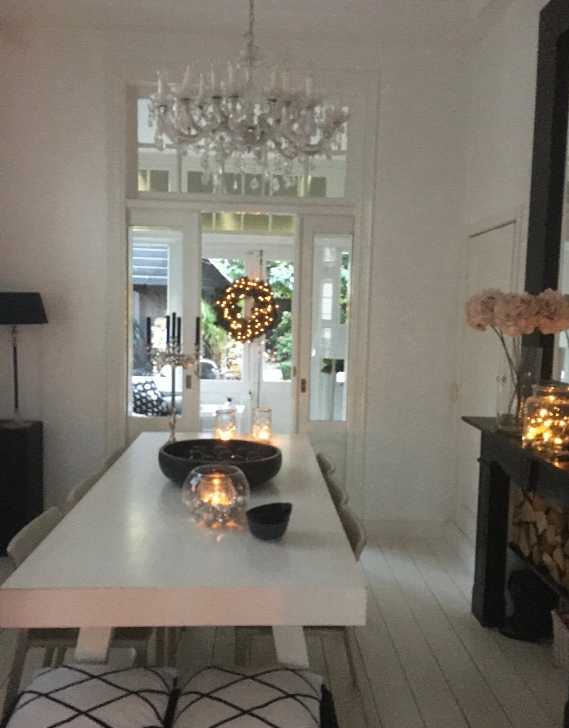 Prachtige kroonluchter 18 lamps maria theresa, Ophalen, Zo goed als nieuw, Glas