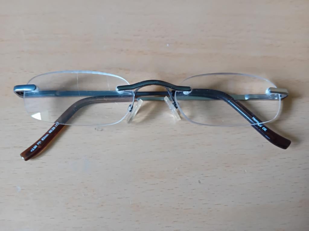 Randloze leesbril +3, HEMA, gunmetal montuur, Ophalen of Verzenden, Gebruikt, Leesbril, Overige merken