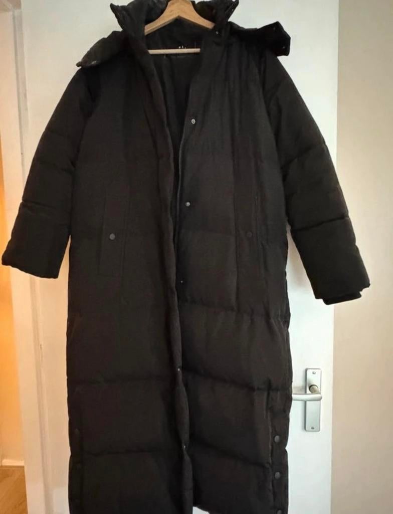 Zwarte Zara lange winterjas Maat M, Ophalen of Verzenden, Gedragen, Maat 38/40 (M), Zwart
