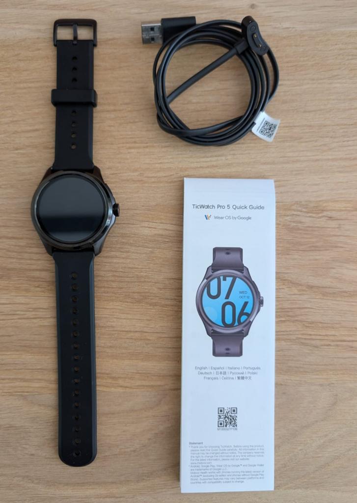 TicWatch Pro 5 Wear OS Smart Sports Horloge, Zwart, Ophalen of Verzenden, Zo goed als nieuw, Waterdicht