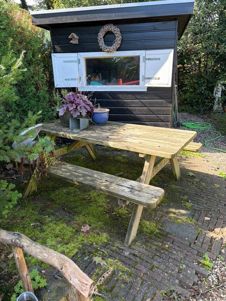 GRATIS picknick tafel, Ophalen, Gebruikt, Rechthoekig, Hout