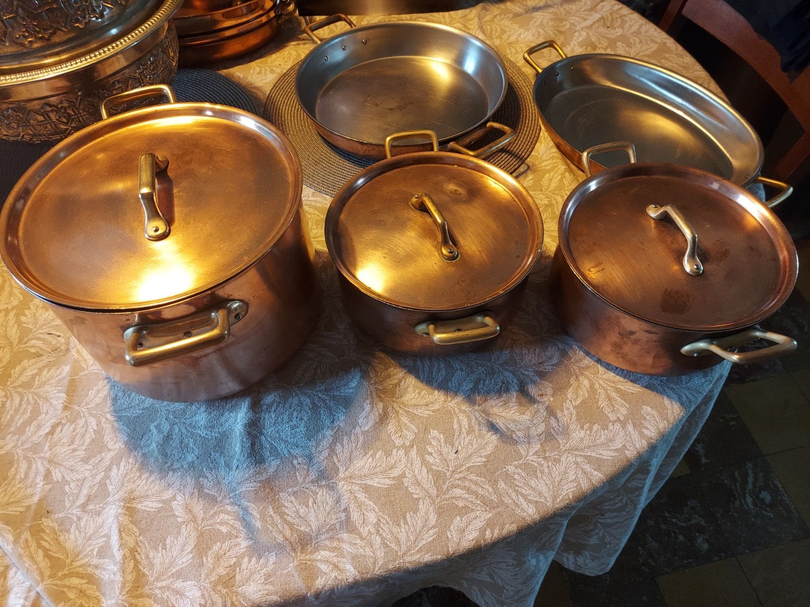 5 koperen pannen wegro, Ophalen of Verzenden, Overige materialen, Pannenset