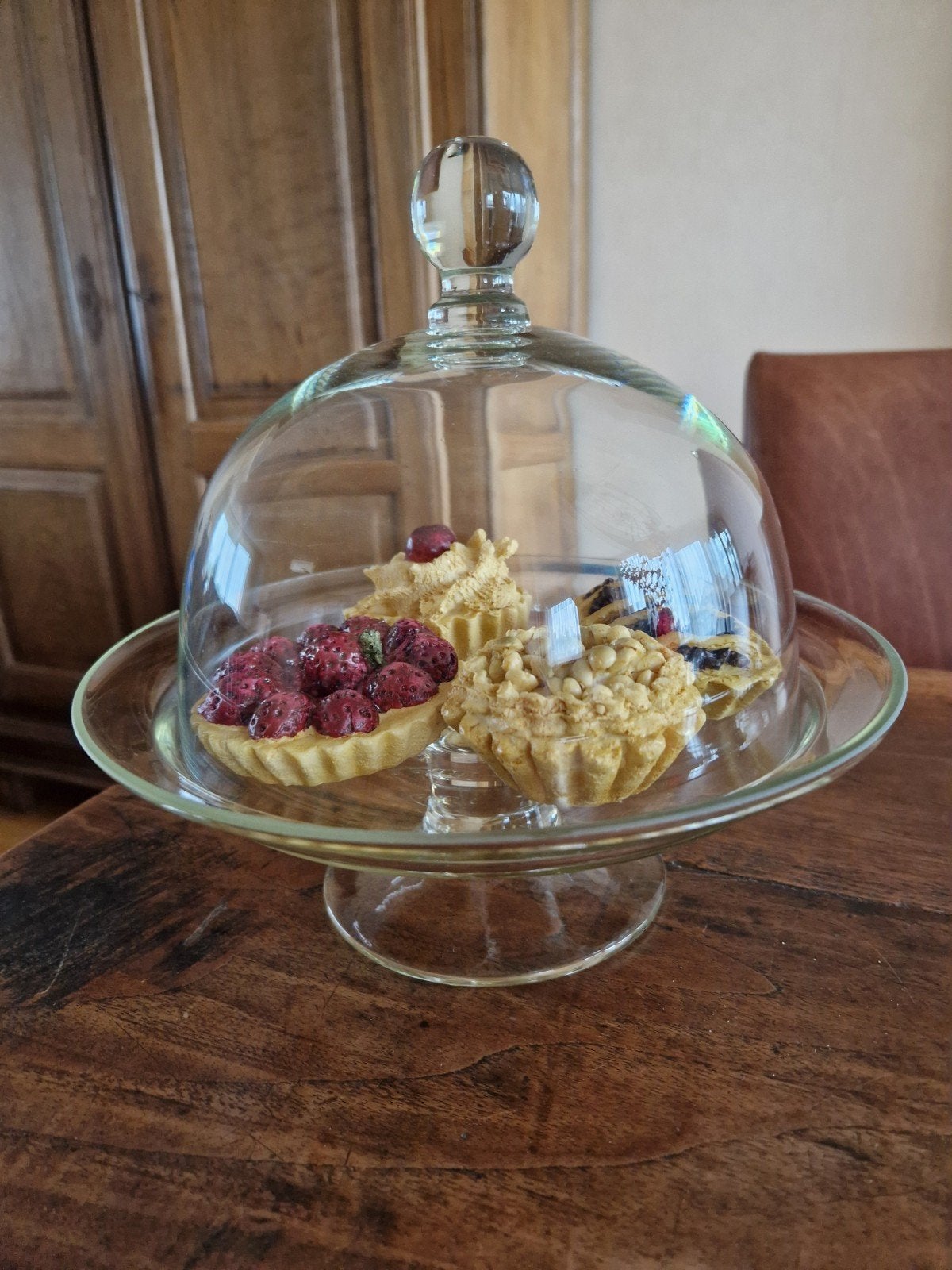 glazen taartplateau/stolp, Glas, Ophalen of Verzenden, Zo goed als nieuw