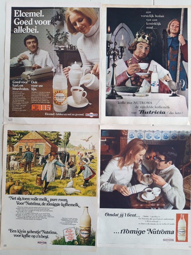 12 blz. reclame Nutricia koffiemelk uit diverse bladen, Verzenden, Gebruikt, Overige typen
