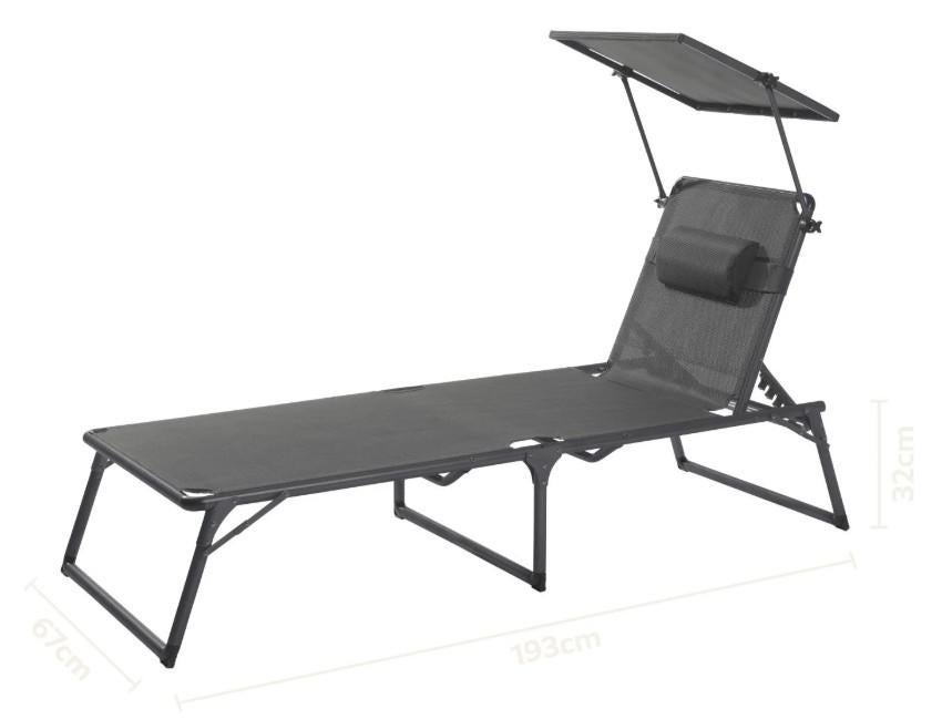 LIVARNO Tuin ligbed met zonnedak Houston, Tuin en Terras, Ligbedden, Ophalen, Nieuw, Aluminium, Inklapbaar