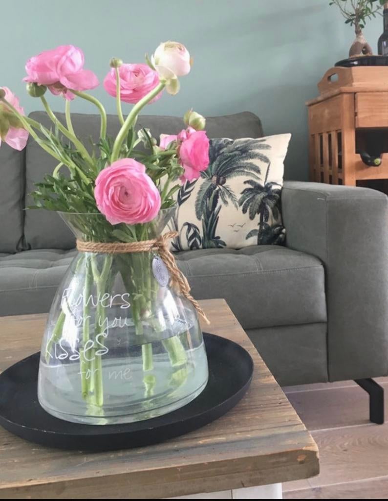 Riverdale Bloemenvaas - Glas met Tekst en Touwdecoratie, Ophalen, Overige kleuren, Minder dan 50 cm, Glas