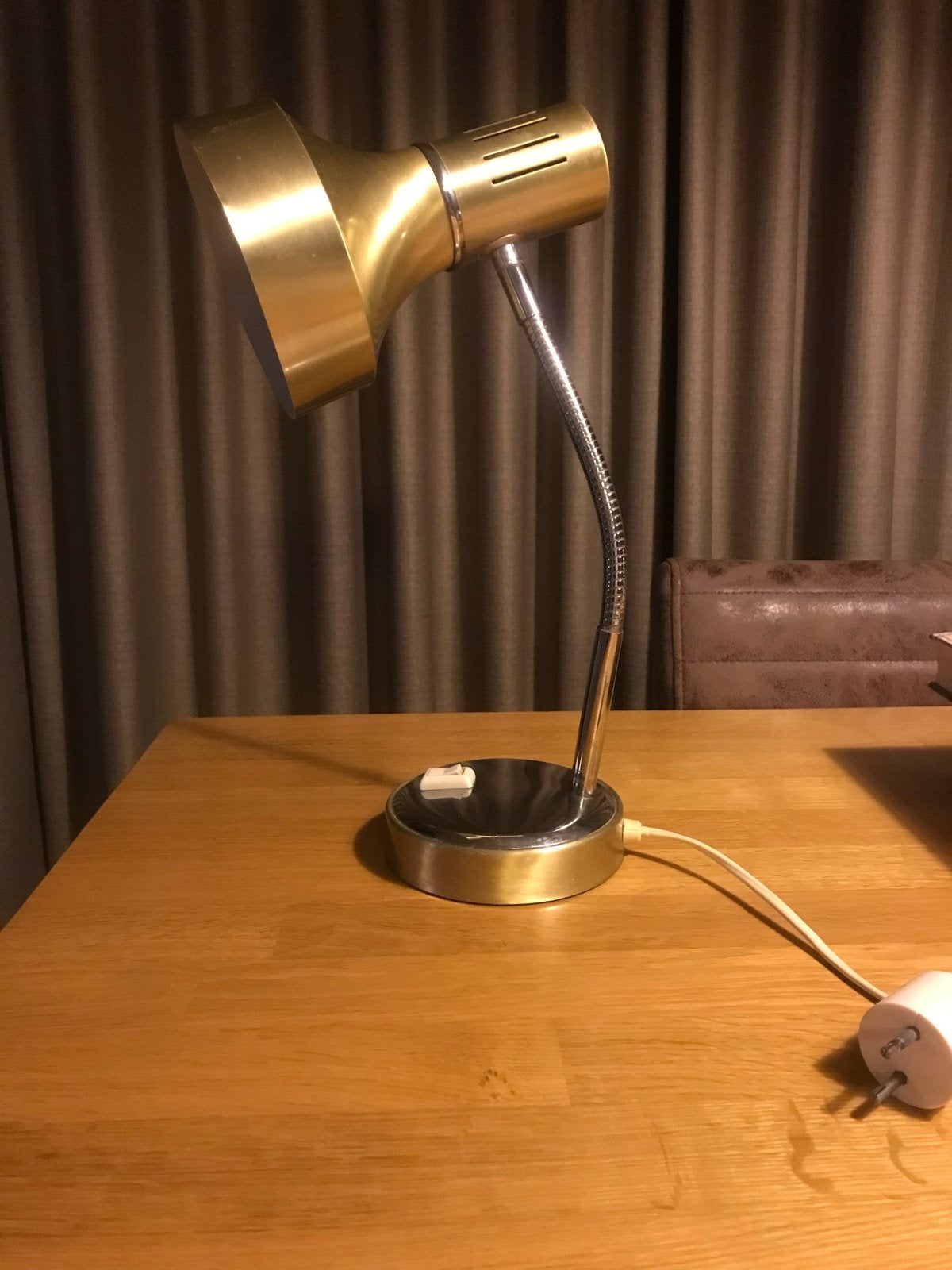 Vintage Prova Bureaulamp Geborsteld Goud Italiaans, Ophalen of Verzenden
