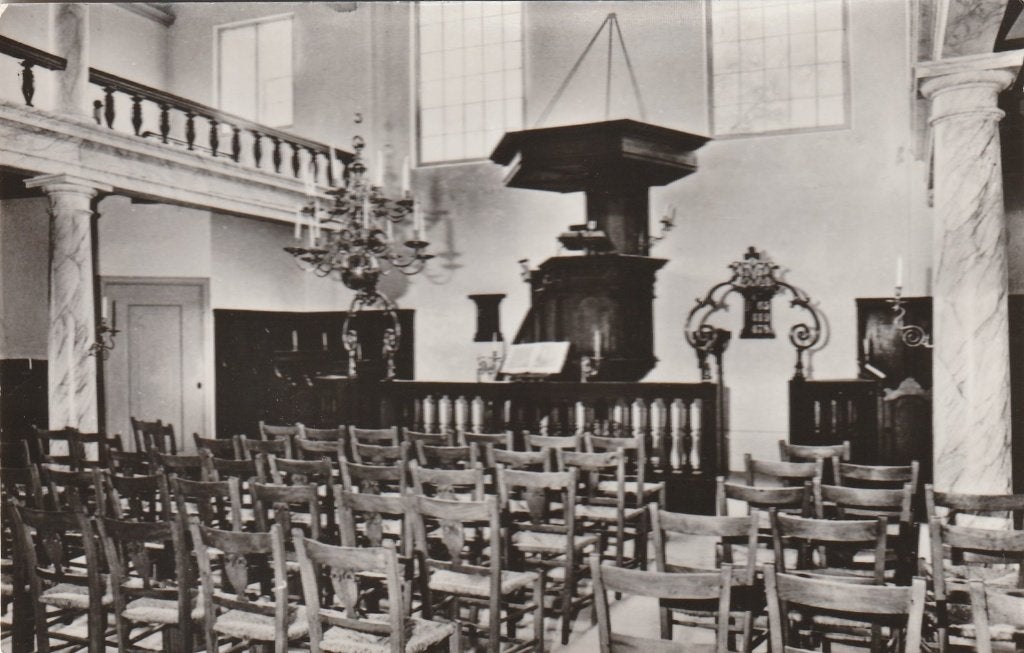 ALKMAAR Remonstrantse Schuil Kerk Interieur, Verzenden, 1940 tot 1960, Ongelopen, Noord-Holland