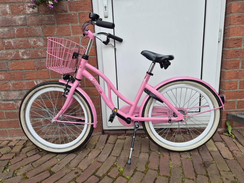 Alpina Ocean kinderfiets 24 inch roze met mandje, Ophalen, Terugtraprem, 24 inch, Alpina