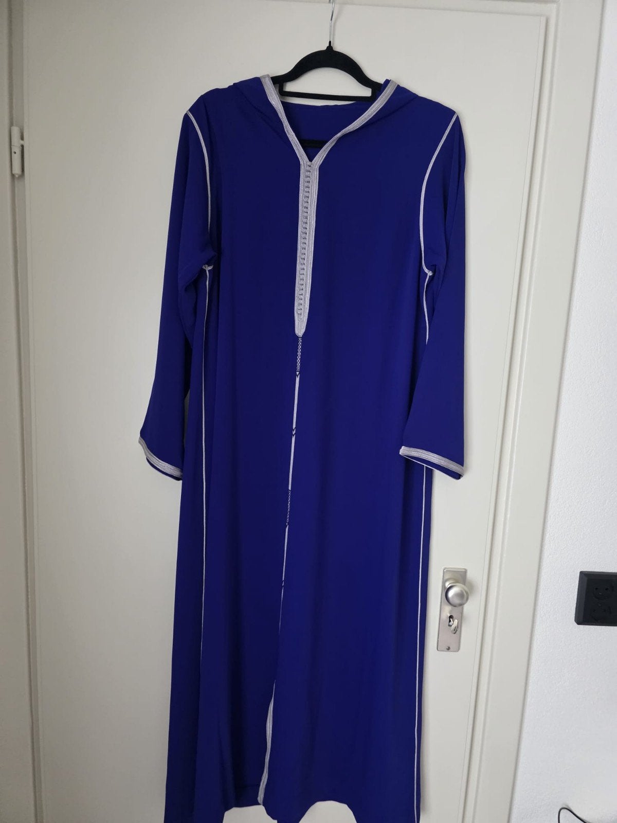 Mooie paarse Marokkaanse jellaba met zilveren details, Overige typen, Blauw, Maat 42/44 (L), Nieuw