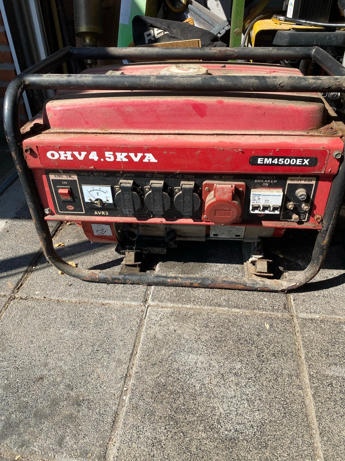 Defecte Stroomgenerator OHV 4.5KVA EM4500EX - Krachtig!, Ophalen, Gebruikt, Minder dan 5 kVA, Benzine