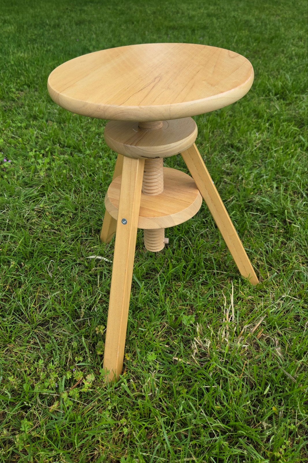 Vintage houten Ikea draaikruk atelierkruk, Ophalen of Verzenden, In hoogte verstelbaar, Gebruikt, Hout