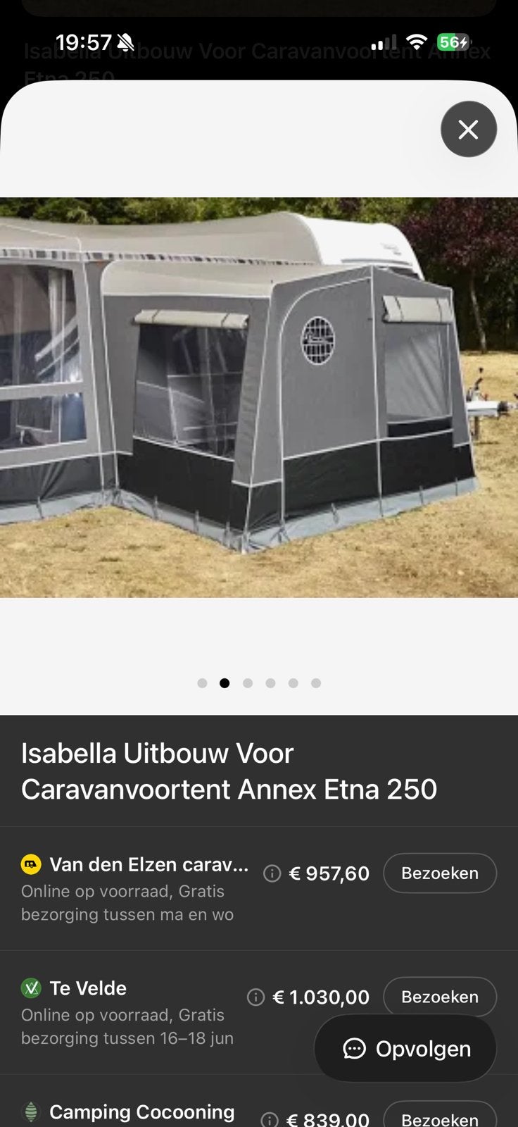 Gezocht!!!! Isabella annex etna 250 uitbouw, Ophalen