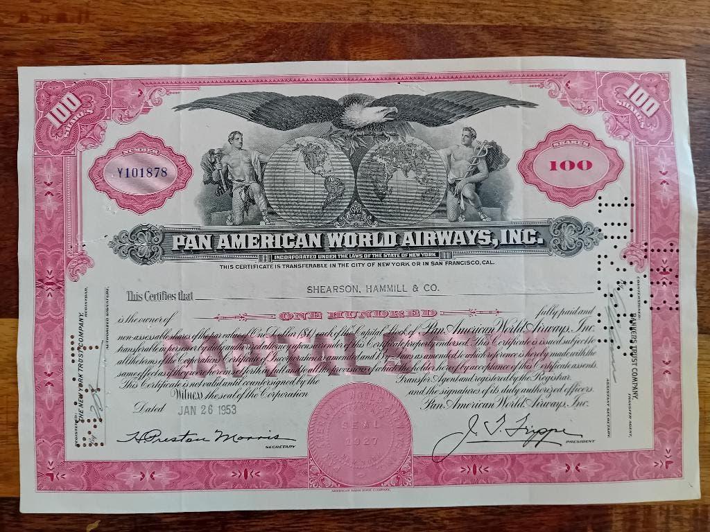 Pan Am - Pan American World Airways, Verzamelen, Ophalen of Verzenden, Gebruikt, Kaart, Foto of Prent