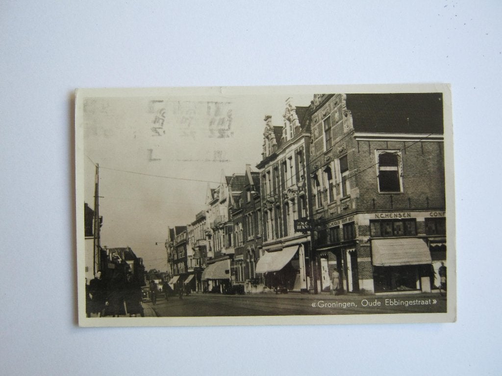 Ansichtkaarten Nederland, TC 9-8 Groningen, Ebbingestraat 50, Verzamelen, Ophalen of Verzenden, 1940 tot 1960, Gelopen, Groningen