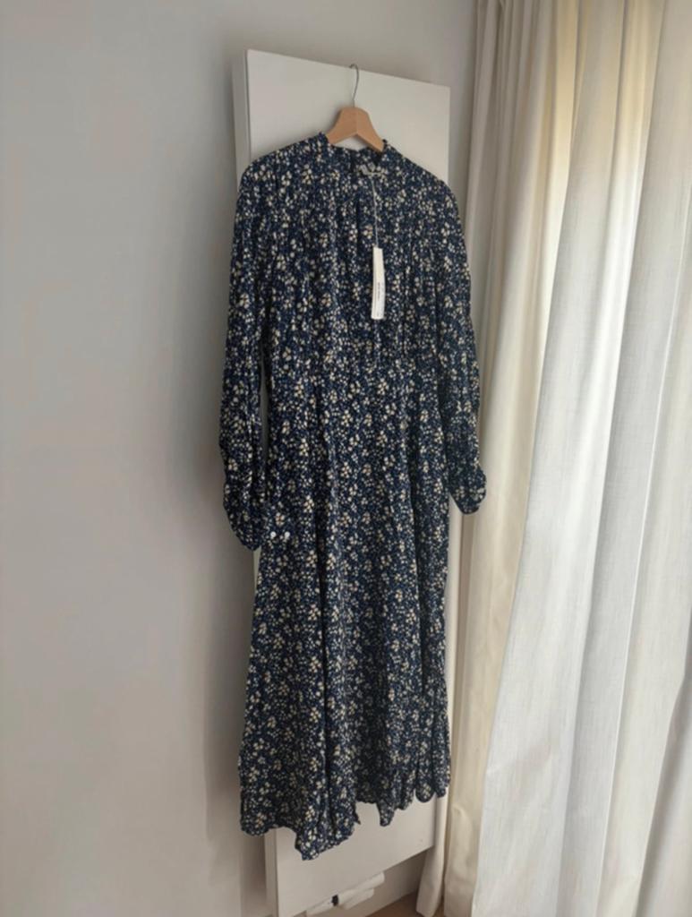 Arket donker blauwe jurk bloemen,design maxi dress, 34/36, Kleding | Dames, Jurken, Nieuw, Maat 36 (S), Blauw, Onder de knie, Ophalen of Verzenden