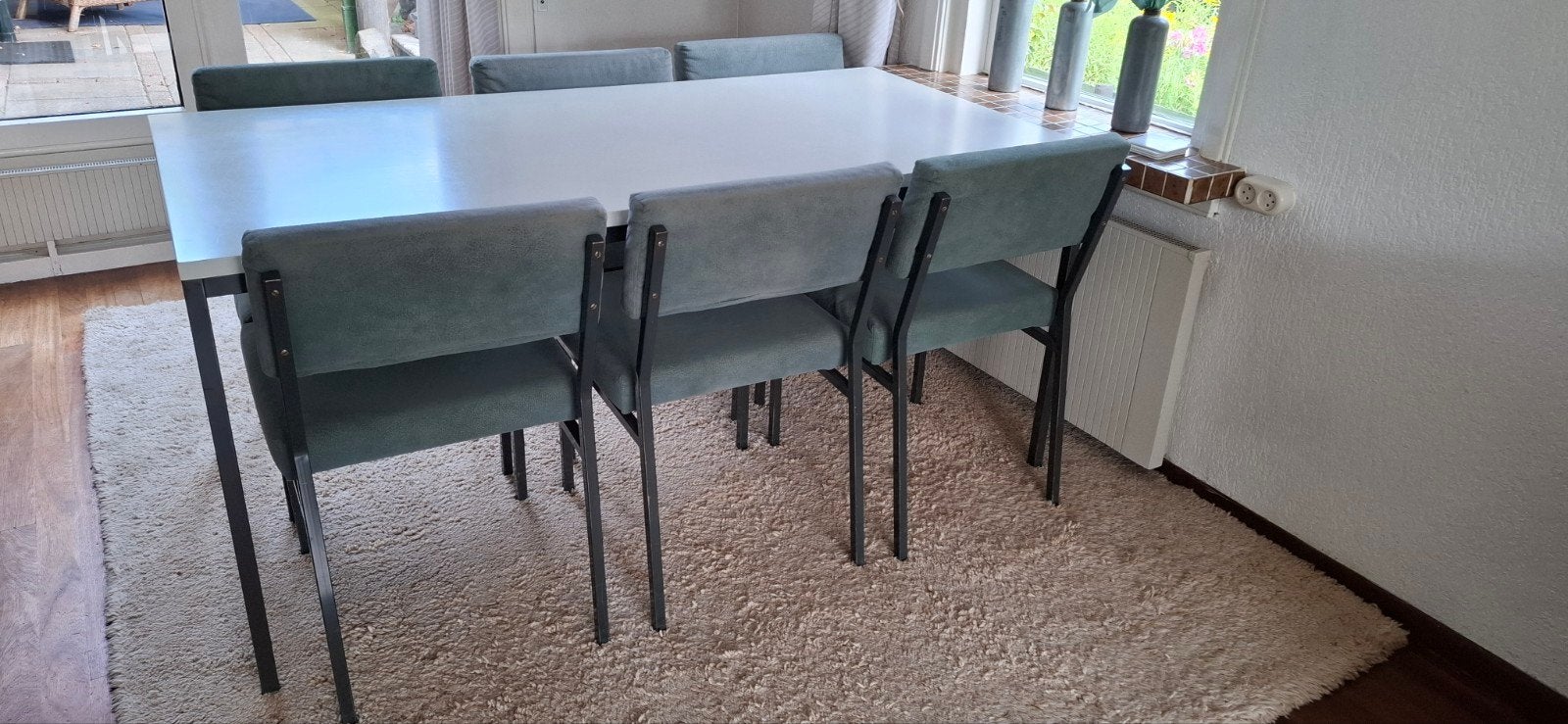 Pastoe Cees Braakman eettafel met 6 stoelen, Ophalen, Rechthoekig, 50 tot 100 cm