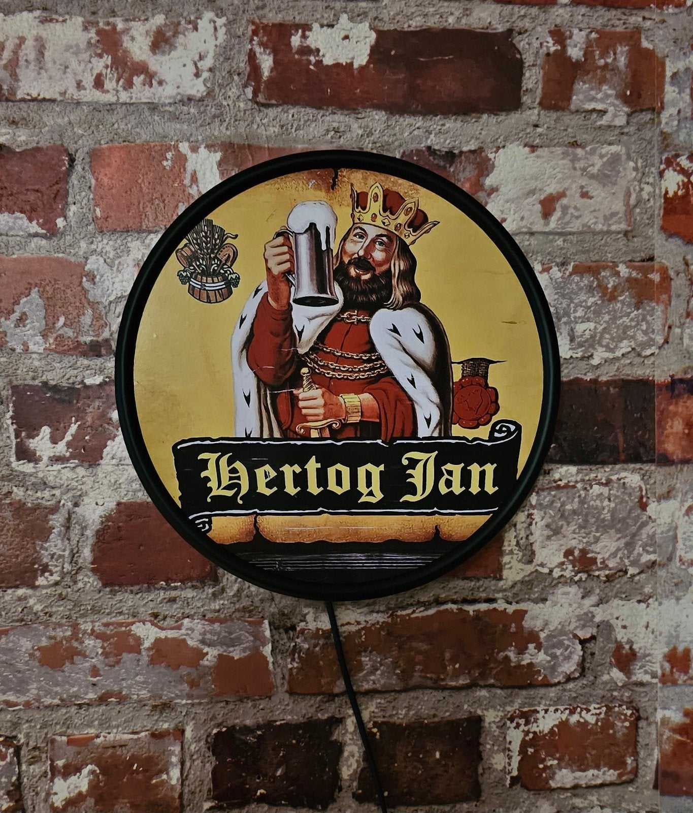 Hertog Jan Reclamebord met LED-verlichting - 20 cm, Ophalen of Verzenden, Reclamebord