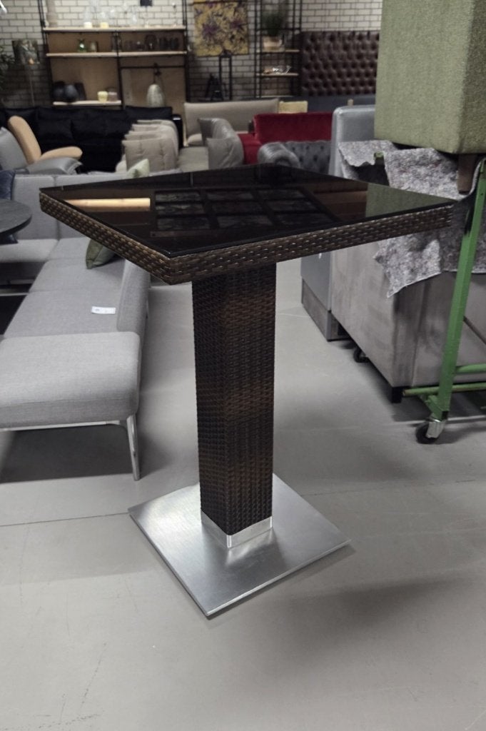 Vierkante bartafel statafel tuintafel wicker horeca terras, Ophalen, 5 krukken of meer, Zo goed als nieuw, 90 cm of meer