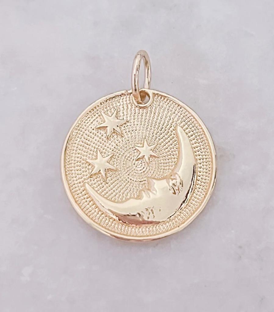 Maan ster coin verguld (niet gedragen!), Sieraden, Tassen en Uiterlijk, Kettinghangers, Overige materialen, Overige voorstellingen