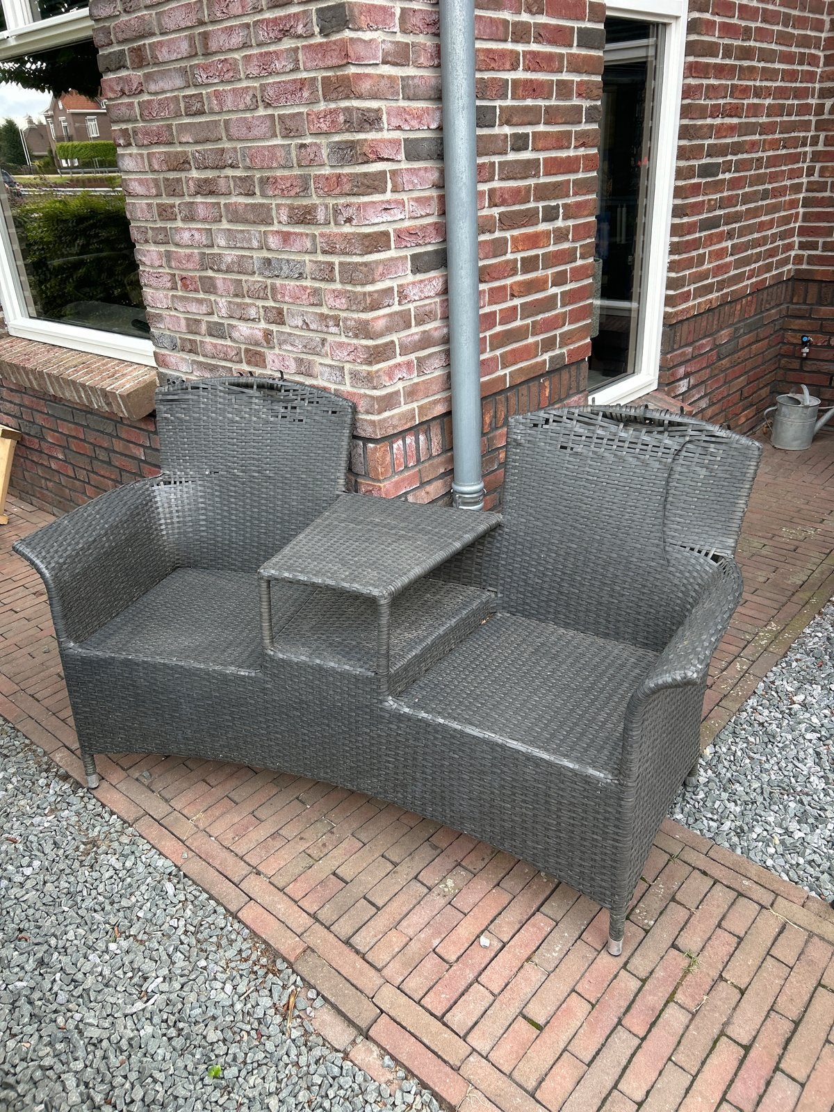 Tete-a-tete bankje voor 2 personen - gratis af te halen, Tuin en Terras, Ophalen, Gebruikt, Rotan