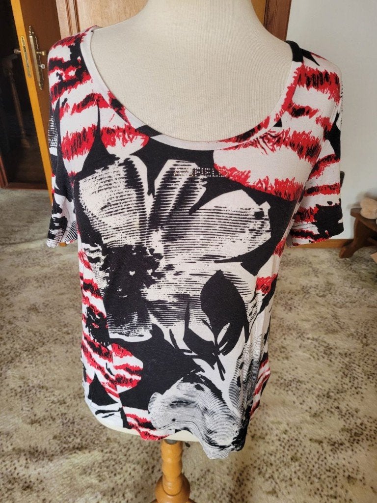 Airfield shirt mt 44 rood/wit print, Kleding | Dames, Meerkleurig, Maat 42/44 (L), Ophalen of Verzenden, Zo goed als nieuw
