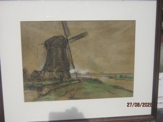 Molenschilderijtje Type Haagse school v Martin Snoek, Antiek en Kunst, Kunst | Schilderijen | Klassiek, Ophalen