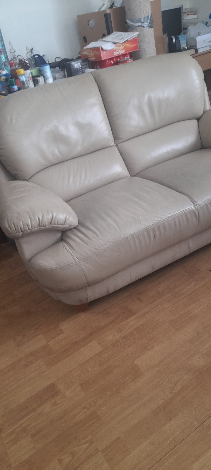 Comfortabele 2-zits bank van leer, Gebruikt, 150 tot 200 cm, Tweepersoons, Ophalen of Verzenden