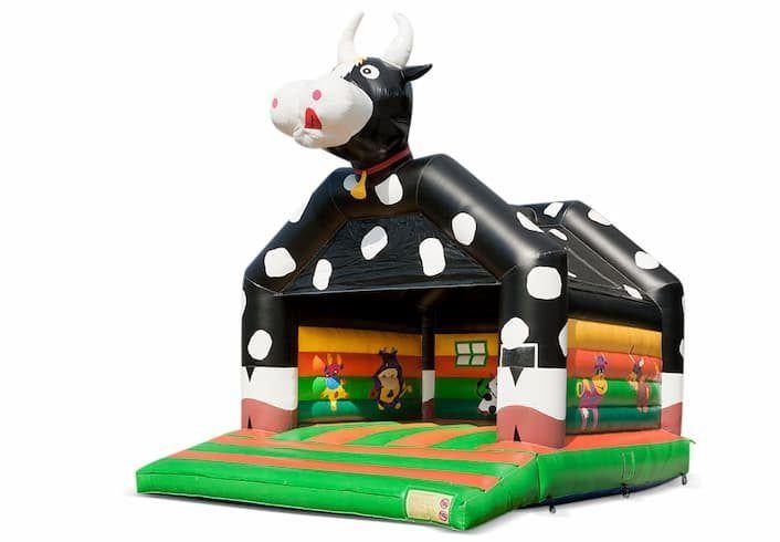 Springkussen koe max huren 5x6 met dakje, Hobby en Vrije tijd, Feestartikelen | Verhuur, Ophalen, Zo goed als nieuw, Oranje of Koningsdag