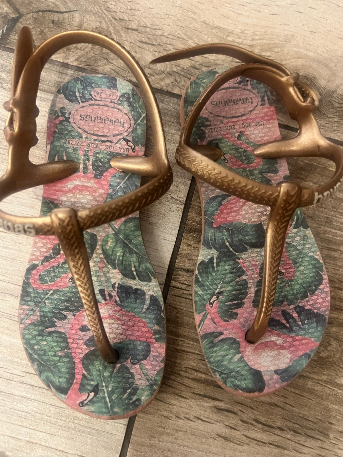 Havaianas slippers maat 24 met flamingo print, Ophalen of Verzenden, Gebruikt, Meisje