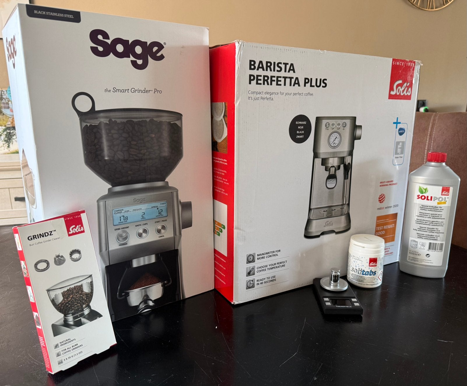 Solis Barista Perfetta Plus & Sage Smart Grinder Pro, Ophalen, Gemalen koffie, Zo goed als nieuw, Combi