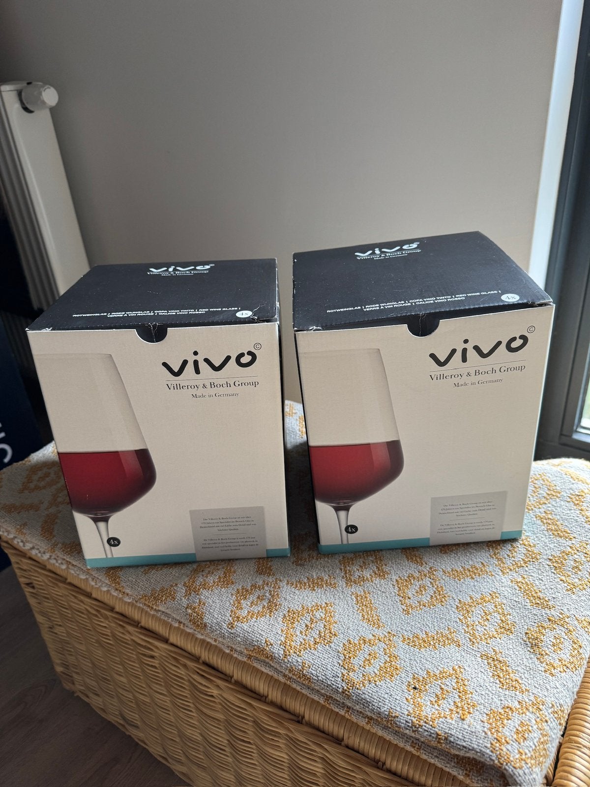 Nieuw in doos! Vivo Villeroy & Boch rode wijn glazen 8 stuks, Ophalen, Glas of Glazen, Villeroy & Boch, Nieuw