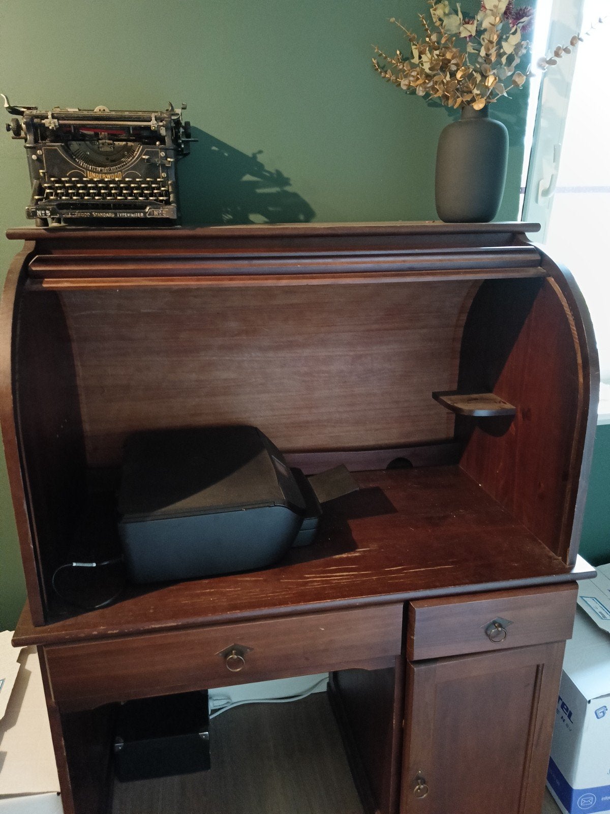 Koloniaal buro, Met lades, Gebruikt, Hout, Secretaire