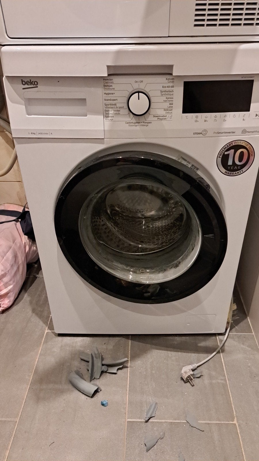 Beko Wasmachine - Defecte manchet, voor onderdelen, Witgoed en Apparatuur, Wasmachines, Ophalen, 1200 tot 1600 toeren, 8 tot 10 kg