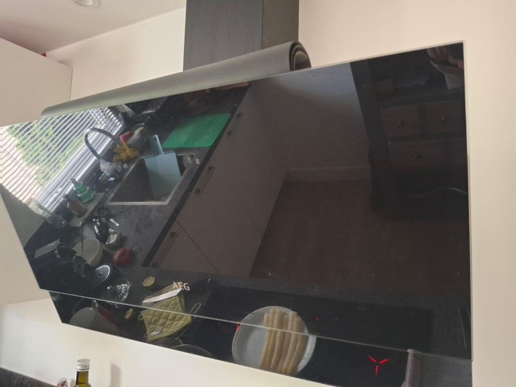 Aeg  DVE 5971HG schouwafzuigkap 90cm, Witgoed en Apparatuur, Afzuigkappen, Ophalen of Verzenden, Gebruikt, Vrijstaand, Wandschouwkap