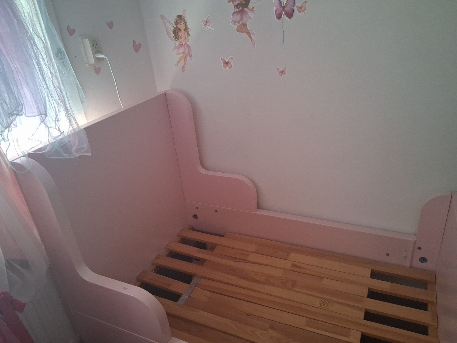 Roze meegroeibed ikea kinderbed, Ophalen, Gebruikt