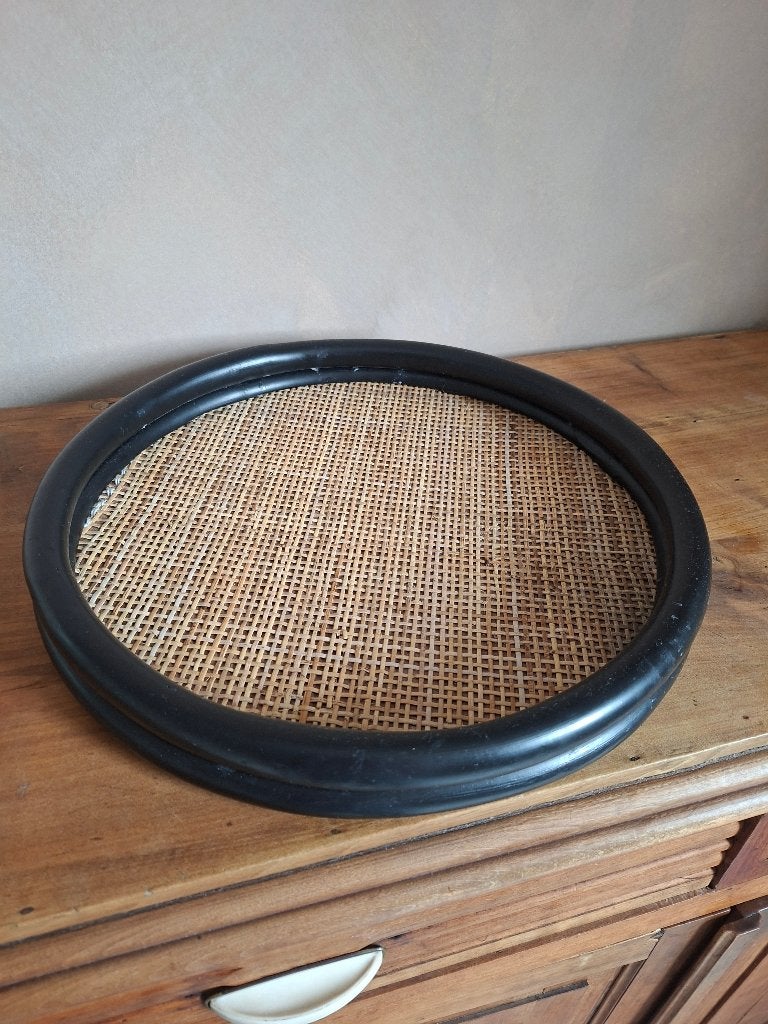 Dienblad rond, Gevlochten, Rond, Ophalen of Verzenden, Zo goed als nieuw
