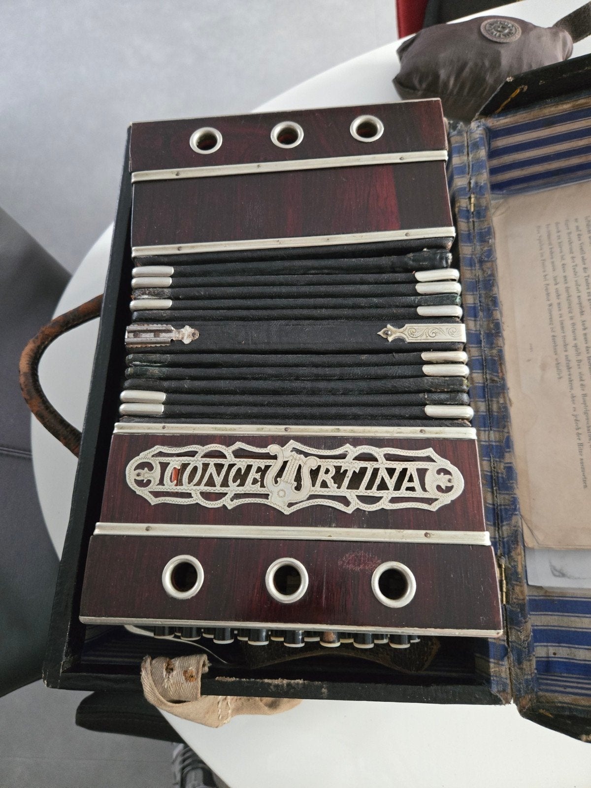 Antieke Concertina in originele koffer, Muziek en Instrumenten, Accordeons, Overige merken, Gebruikt, Overige formaten, Ophalen of Verzenden