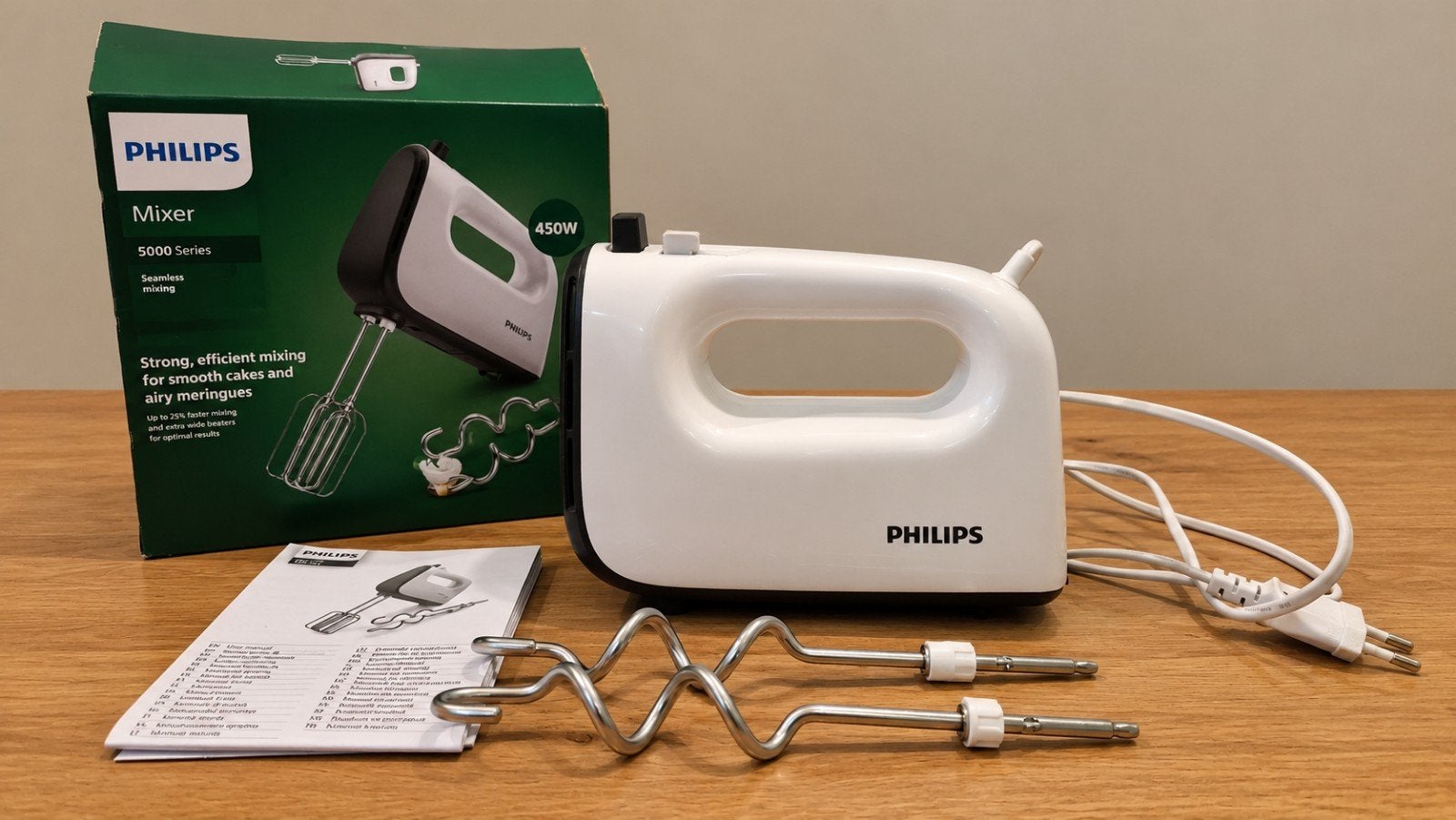 Philips Mixer + deeghaken, Witgoed en Apparatuur, Minder dan 1 liter, Ophalen of Verzenden, Gebruikt, 3 snelheden of meer