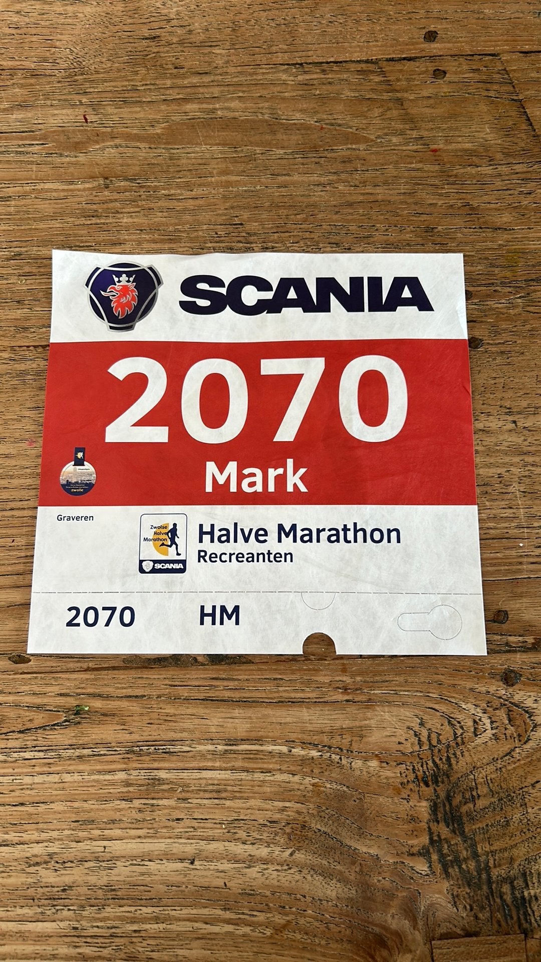 Startbewijs halve marathon Zwolle, Ophalen, Zo goed als nieuw, Overige typen, Overige merken