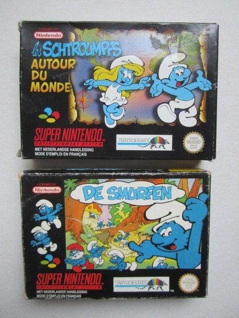 Smurfen 1 of 2 SNES Smurfs Super Nintendo NES, Gebruikt, 1 speler, Ophalen of Verzenden, Vanaf 3 jaar