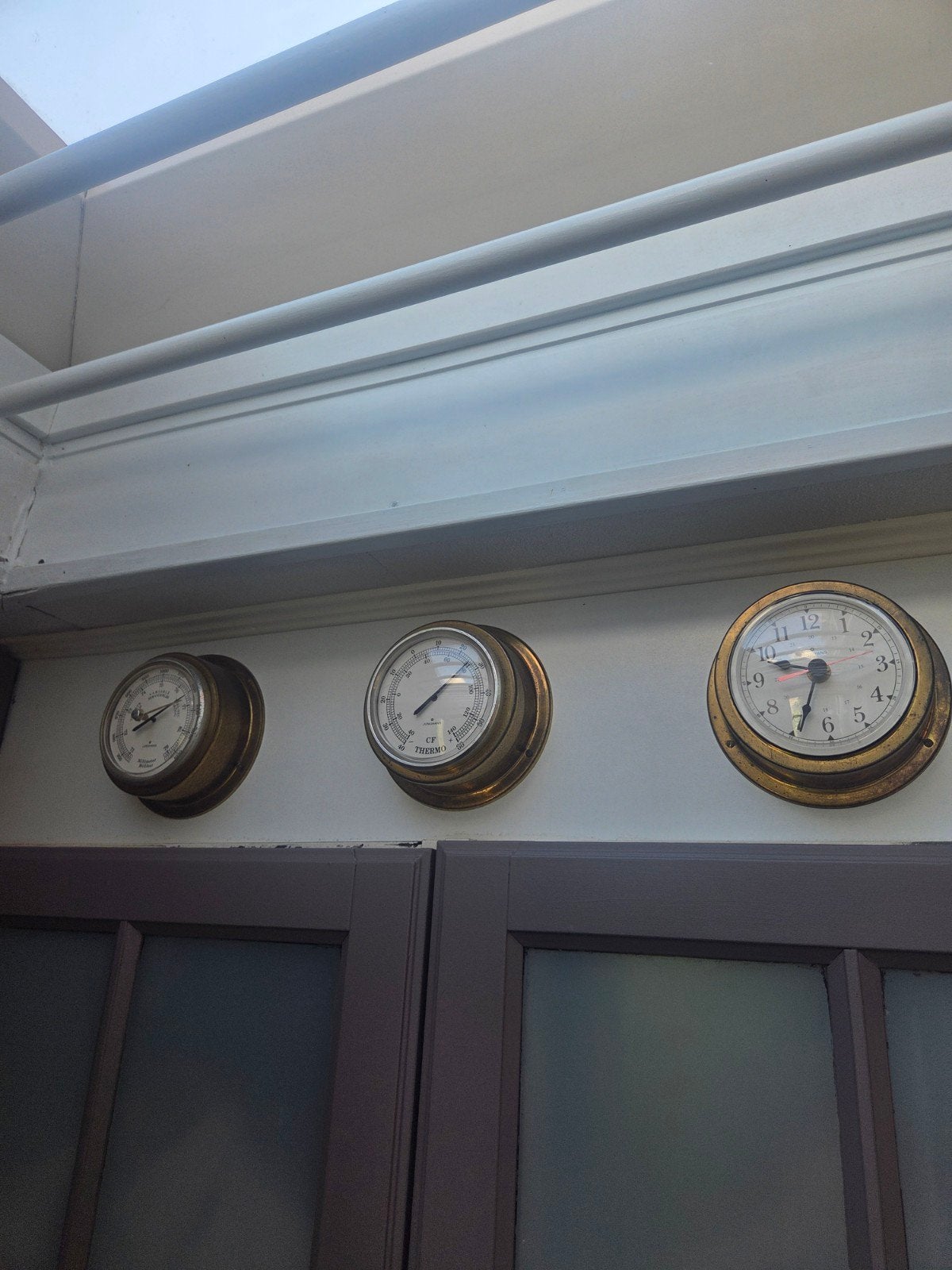 Set van 3 messing instrumenten: klok, barometer, th, Ophalen