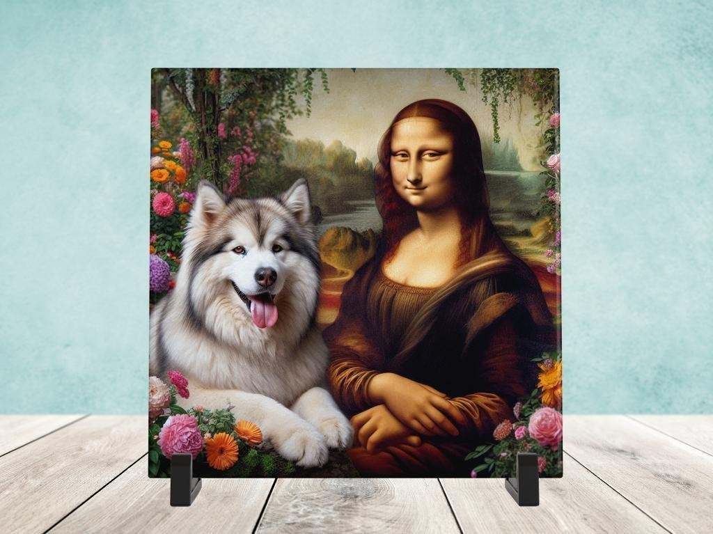 Keramische Tegel - Mona Lisa met Alaskan Malamute, Verzenden, Nieuw