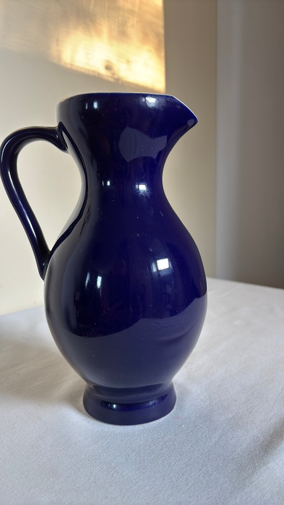 Donkerblauwe kruik / vaas 24 cm, Ophalen of Verzenden