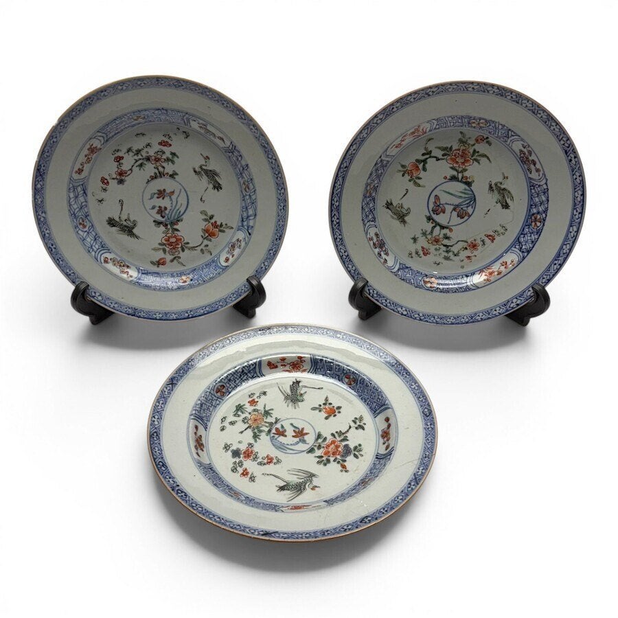 Drie Kangxi Famille Verte schotels, Ophalen of Verzenden