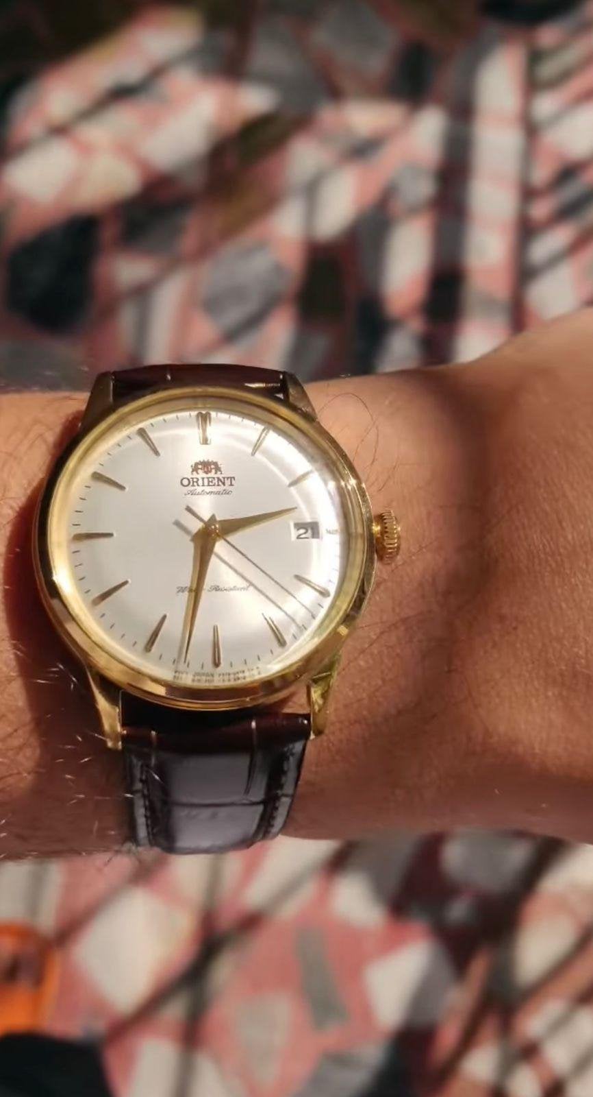 Nieuw Orient Automatisch Horloge 38mm – Wit/Bruin, Overige merken, Leer, Staal, Nieuw